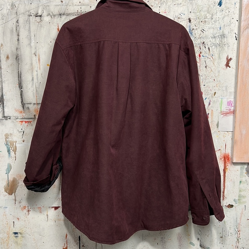 Quilted Maroon Button Down Jacket - image 5